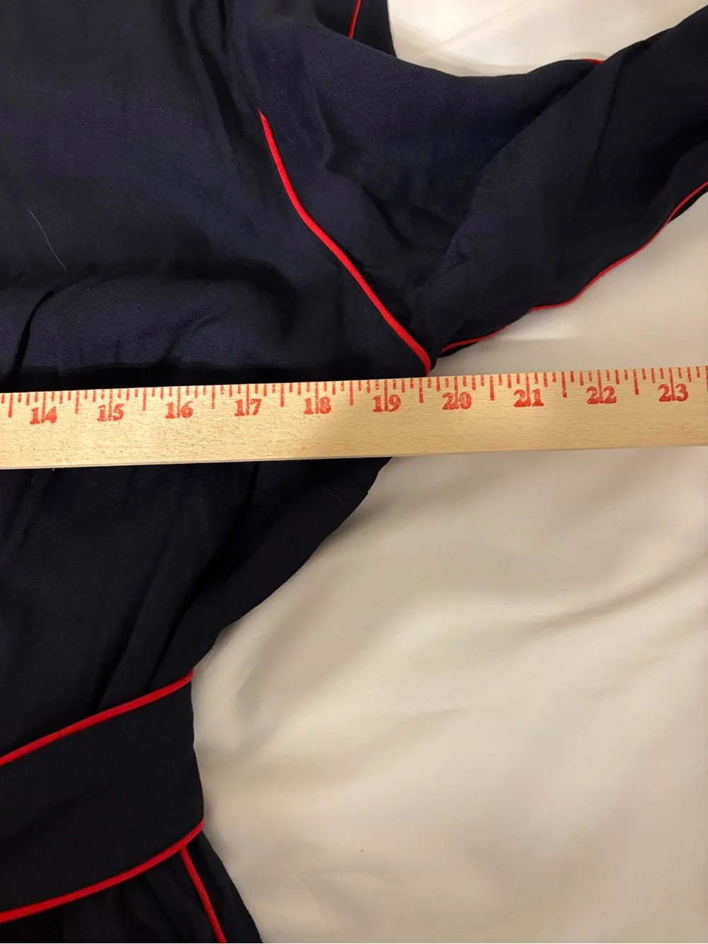 Boden Navy Sheath Dress Red Contrast Trim Tie Waist 3/4 Sleeve US 14R - Picture 4 of 7